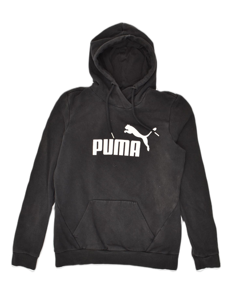 PUMA Womens Graphic Hoodie Jumper UK 12 Medium Black Cotton Colourful | Vintage Puma | Thrift | Second-Hand Puma | Used Clothing | Messina Hembry 