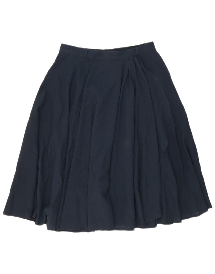 Vintage Womens Pleated A-Line Skirt IT 46 Large W30  Navy Blue Polyester