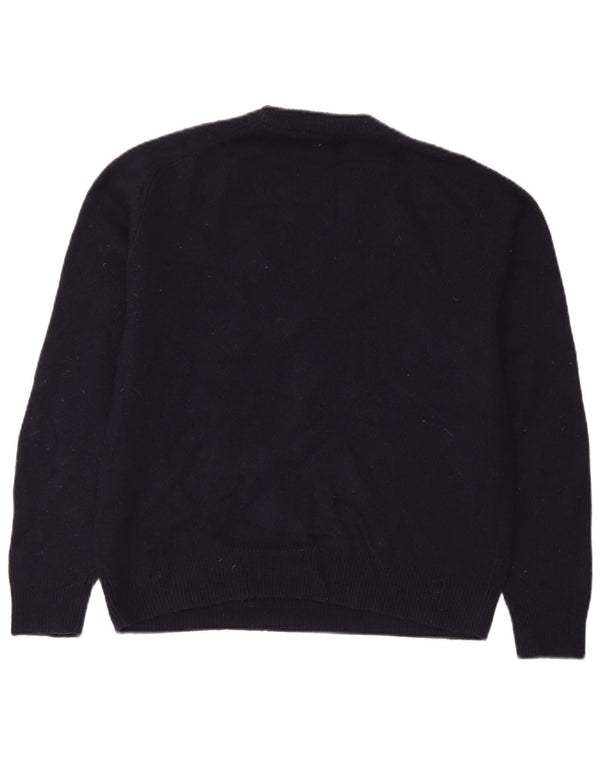 John Lewis Mens Crew Neck Jumper Sweater Large Navy Blue Lambswool