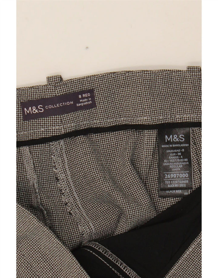 MARKS & SPENCER Womens Suit Trousers UK 8 Small W28 L27 Black Houndstooth