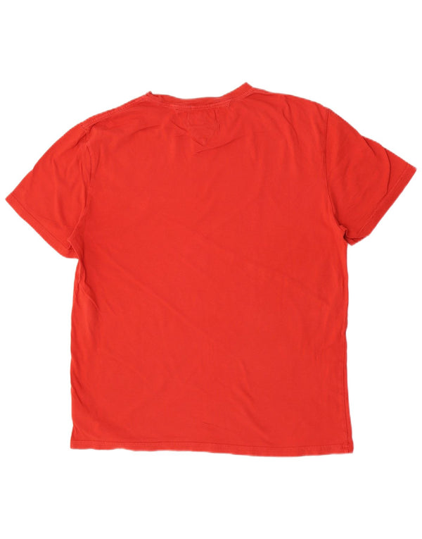 Tommy Hilfiger Mens Regular Fit Graphic T-Shirt Top Large Red Colourblock