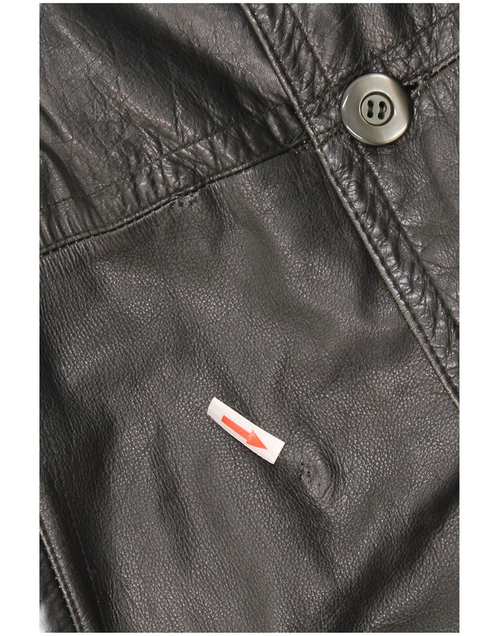 Vintage Mens Leather Coat UK 40 Large Black Leather