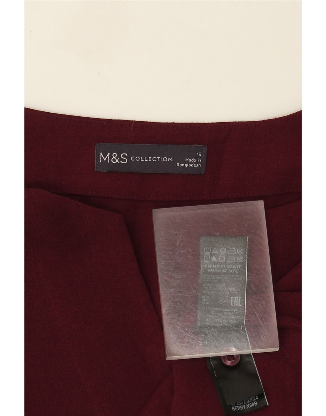 Marks & Spencer Womens Long Sleeve Blouse Top UK 12 Medium Burgundy