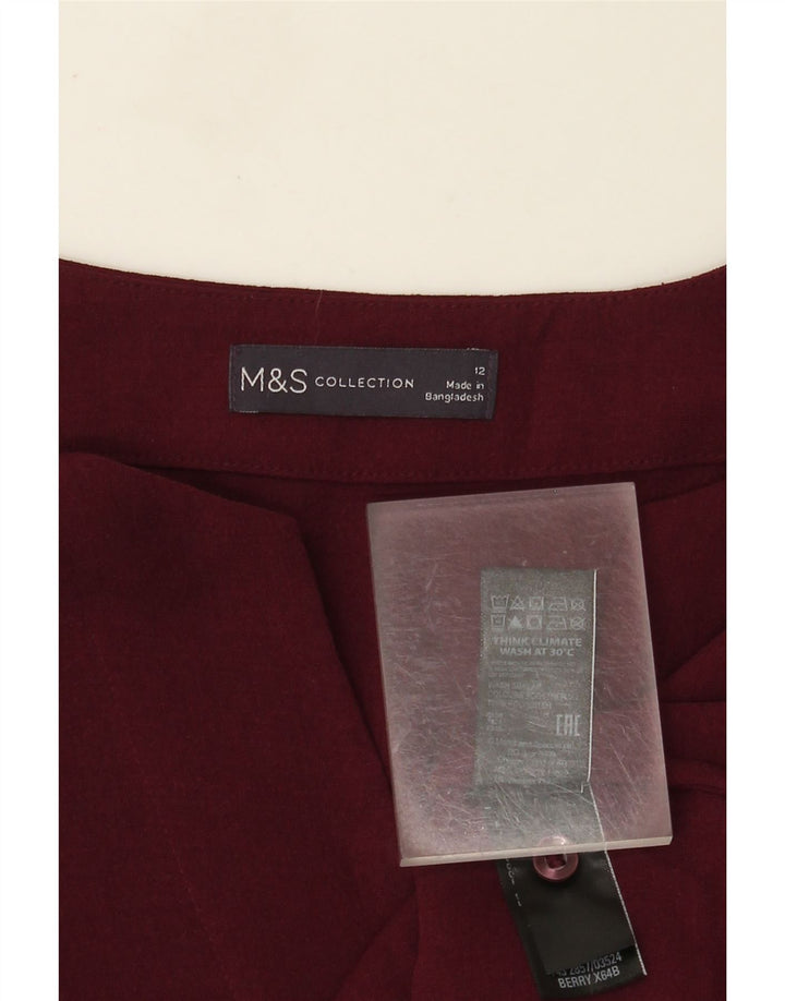 Marks & Spencer Womens Long Sleeve Blouse Top UK 12 Medium Burgundy