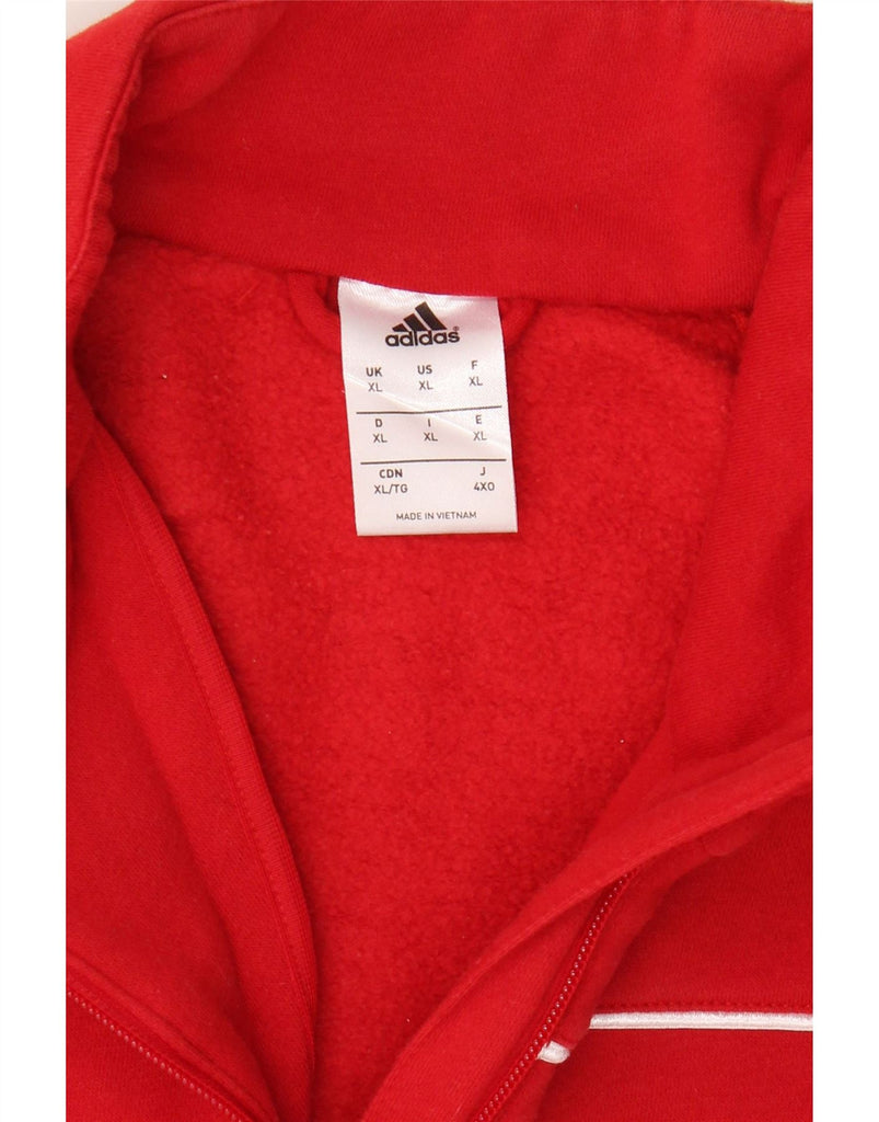 ADIDAS Mens Zip Neck Sweatshirt Jumper XL Red Cotton Vintage Adidas and Second-Hand Adidas from Messina Hembry 