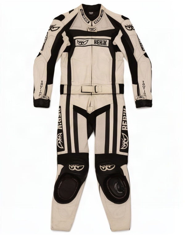Berik Mens Motorcycle Graphic 2 Piece Set IT 48 Medium W30 L27 White
