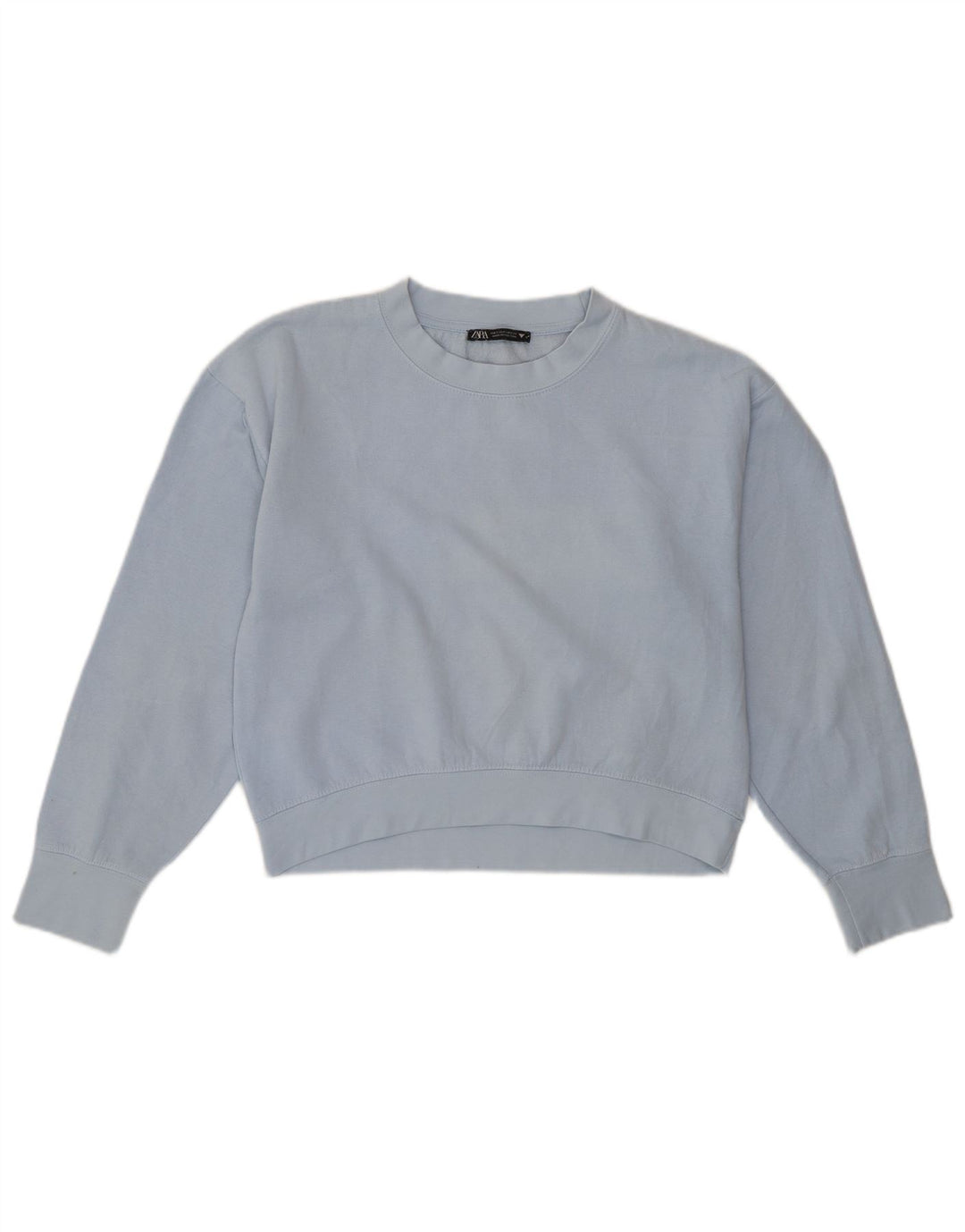 Zara Womens Crop Oversized Sweatshirt Jumper UK 10 Small Blue Polyester