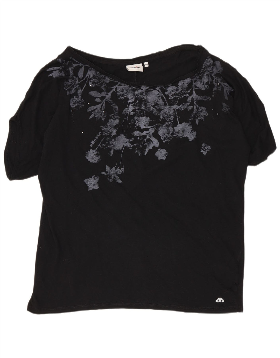 ELLESSE Womens Graphic T-Shirt Top UK 20 2XL Black Cotton
