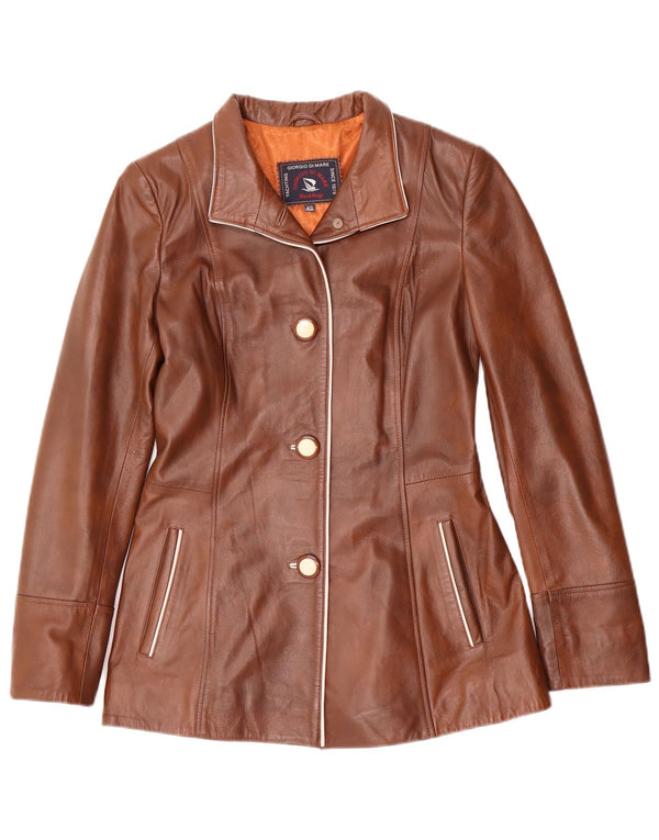 Giorgio Di Mare Womens Leather Jacket UK 6 XS Brown Leather