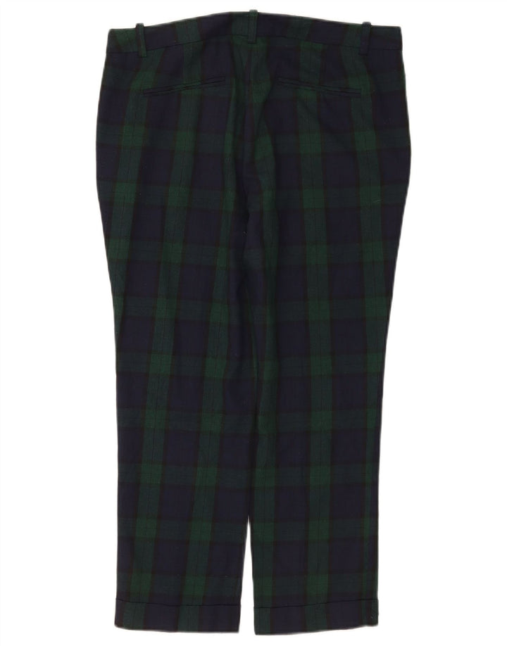 Zara Womens Straight Cropped Trousers Medium W30 L24 Green Check Polyester