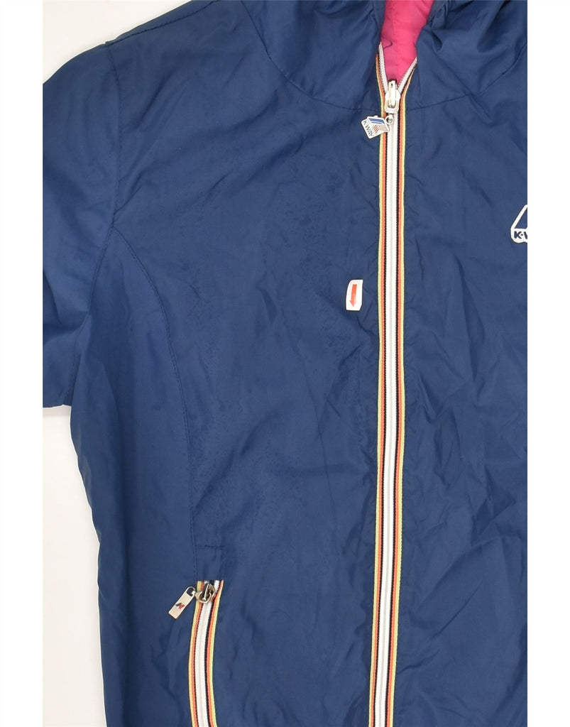 K-WAY Girls Hooded Reversible Rain Jacket 13-14 Years Navy Blue Cotton | Vintage K-Way | Thrift | Second-Hand K-Way | Used Clothing | Messina Hembry 