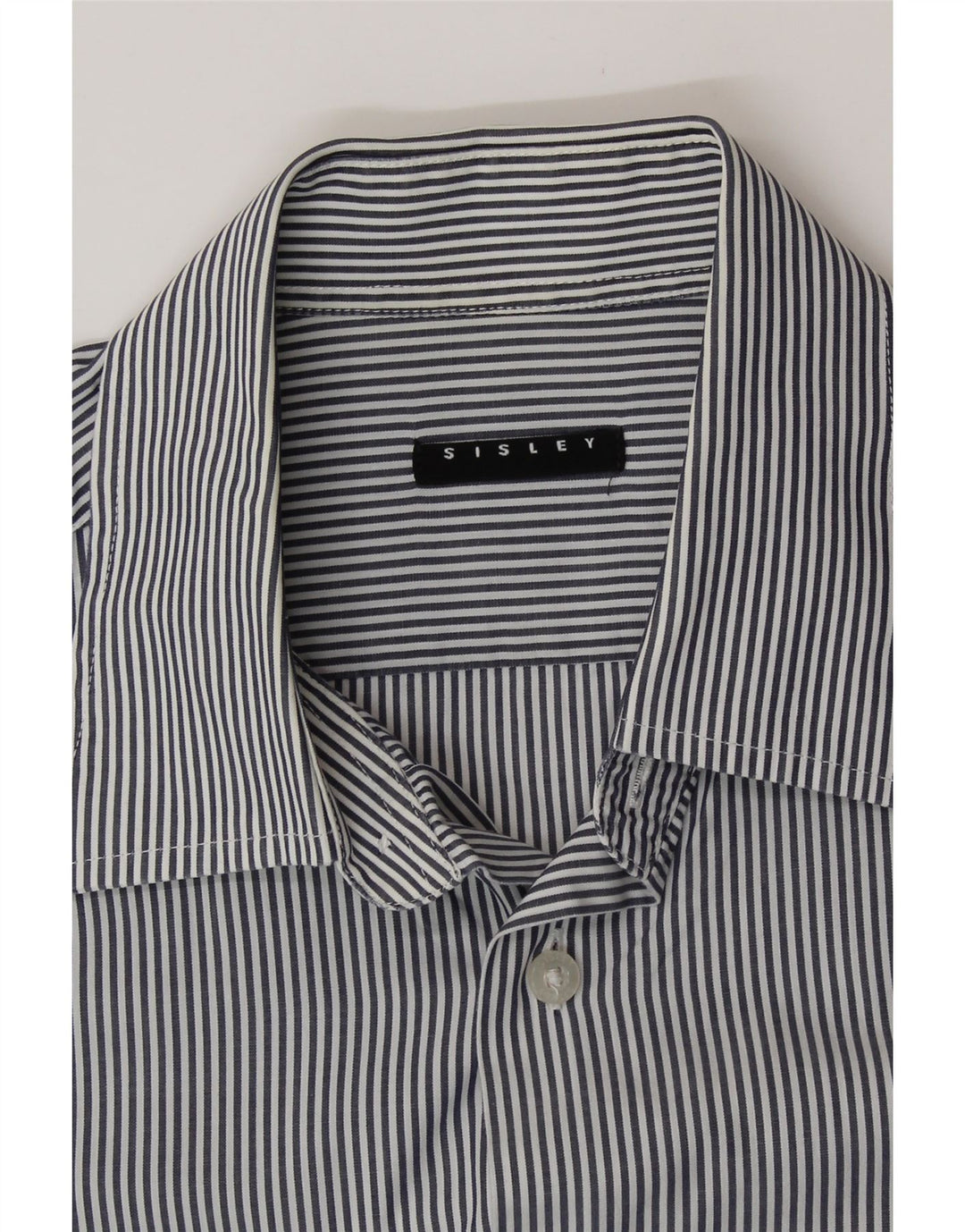 SISLEY Mens Shirt Medium Blue Pinstripe