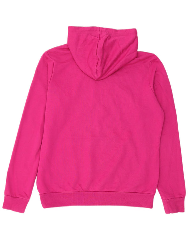 Puma Womens Graphic Hoodie Jumper UK 14 Medium Pink Cotton