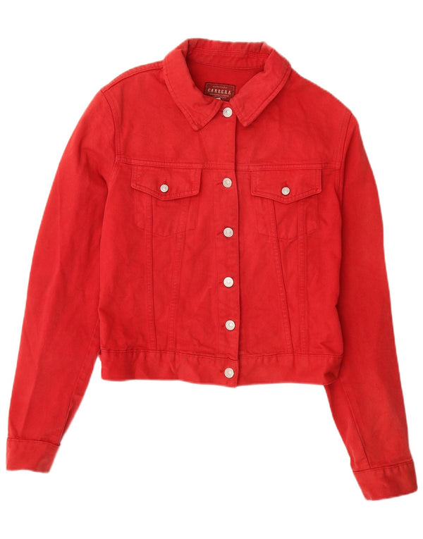 Carrera Womens Denim Jacket UK 14 Large Red Cotton