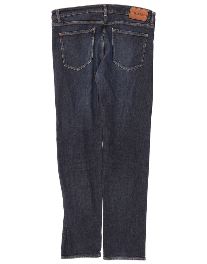 Hugo Boss Mens Straight Jeans W36 L34 Navy Blue Cotton