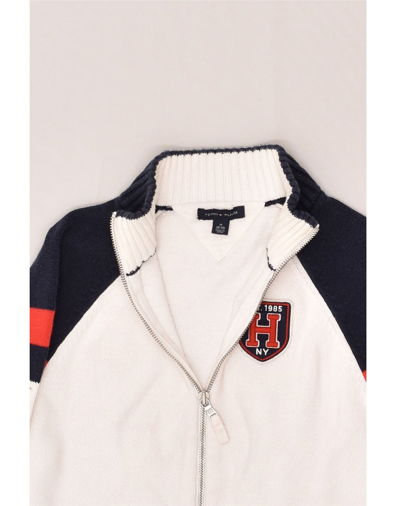 TOMMY HILFIGER Boys Cardigan Sweater 8-9 Years Medium  White Colourblock | Vintage Tommy Hilfiger | Thrift | Second-Hand Tommy Hilfiger | Used Clothing | Messina Hembry 