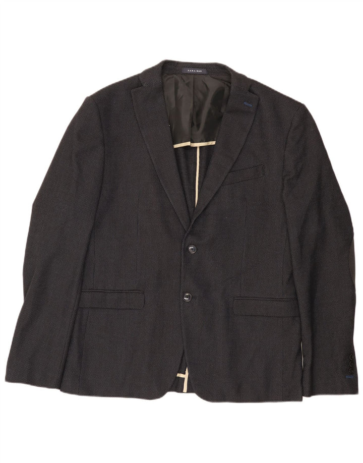 Zara Mens 2 Button Blazer Jacket EU 54 XL Black