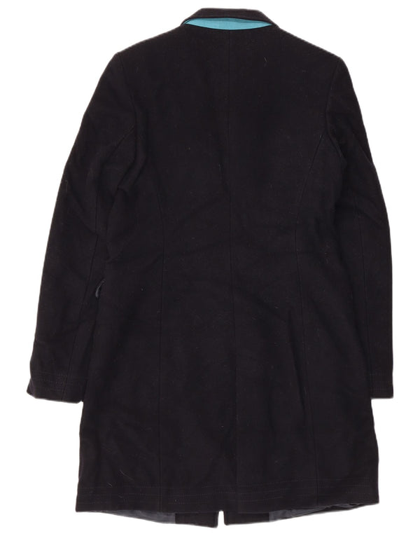 Superdry Womens Overcoat UK 2 2XS Navy Blue Wool