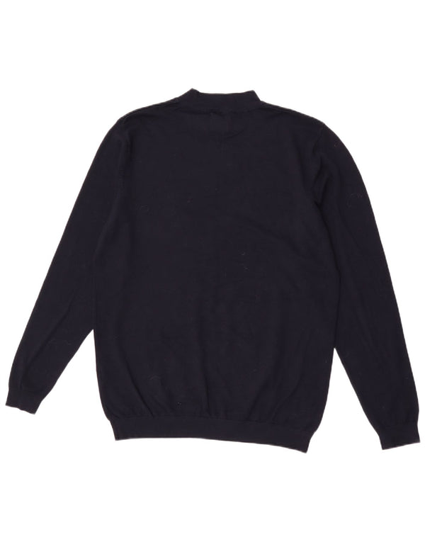 Zara Mens Crew Neck Jumper Sweater Medium Navy Blue Viscose