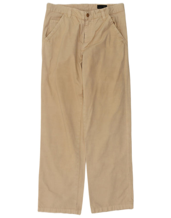 Gas Mens Straight Casual Trousers W36 L34 Beige Cotton