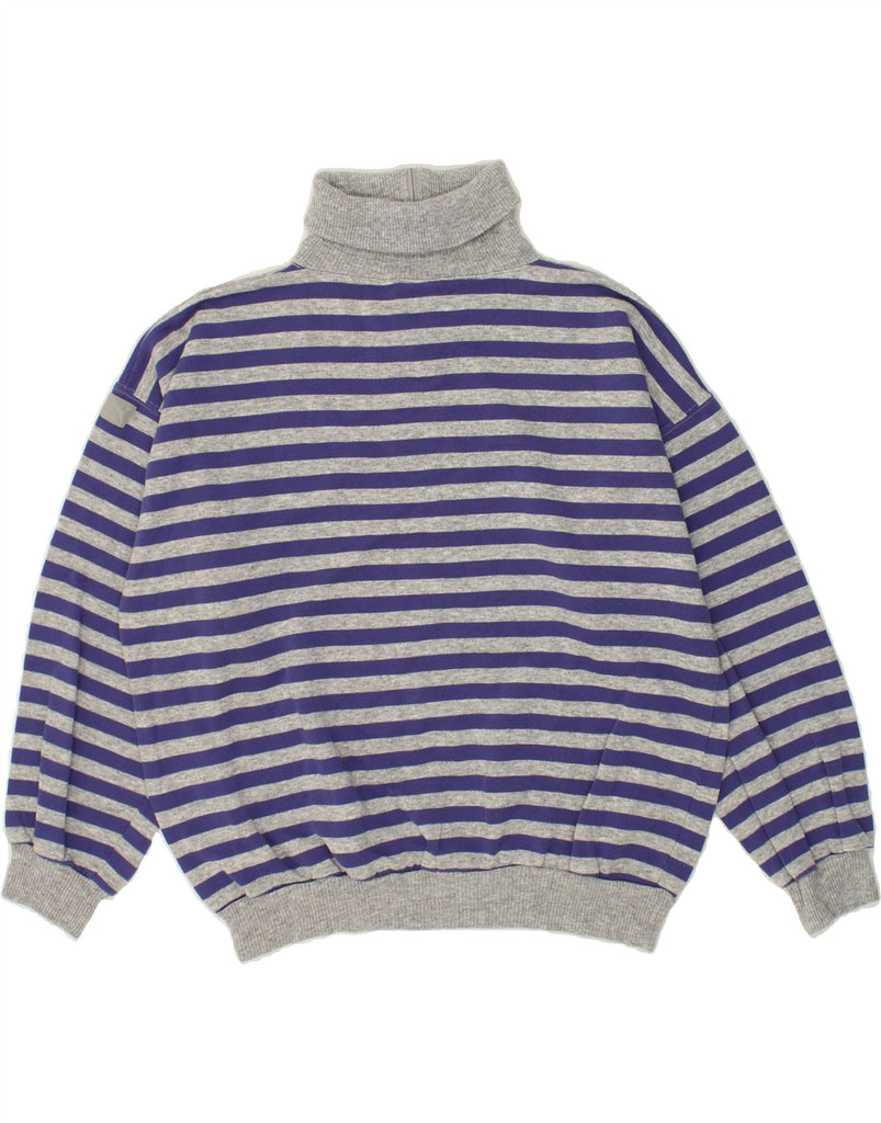 PUMA Mens Zip Neck Sweatshirt Jumper Large Grey Striped Acrylic | Vintage Puma | Thrift | Second-Hand Puma | Used Clothing | Messina Hembry 