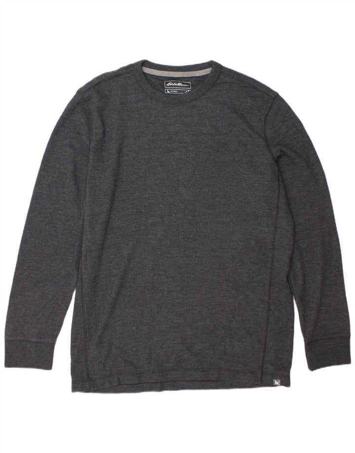 EDDIE BAUER Mens Top Long Sleeve Large Grey Cotton