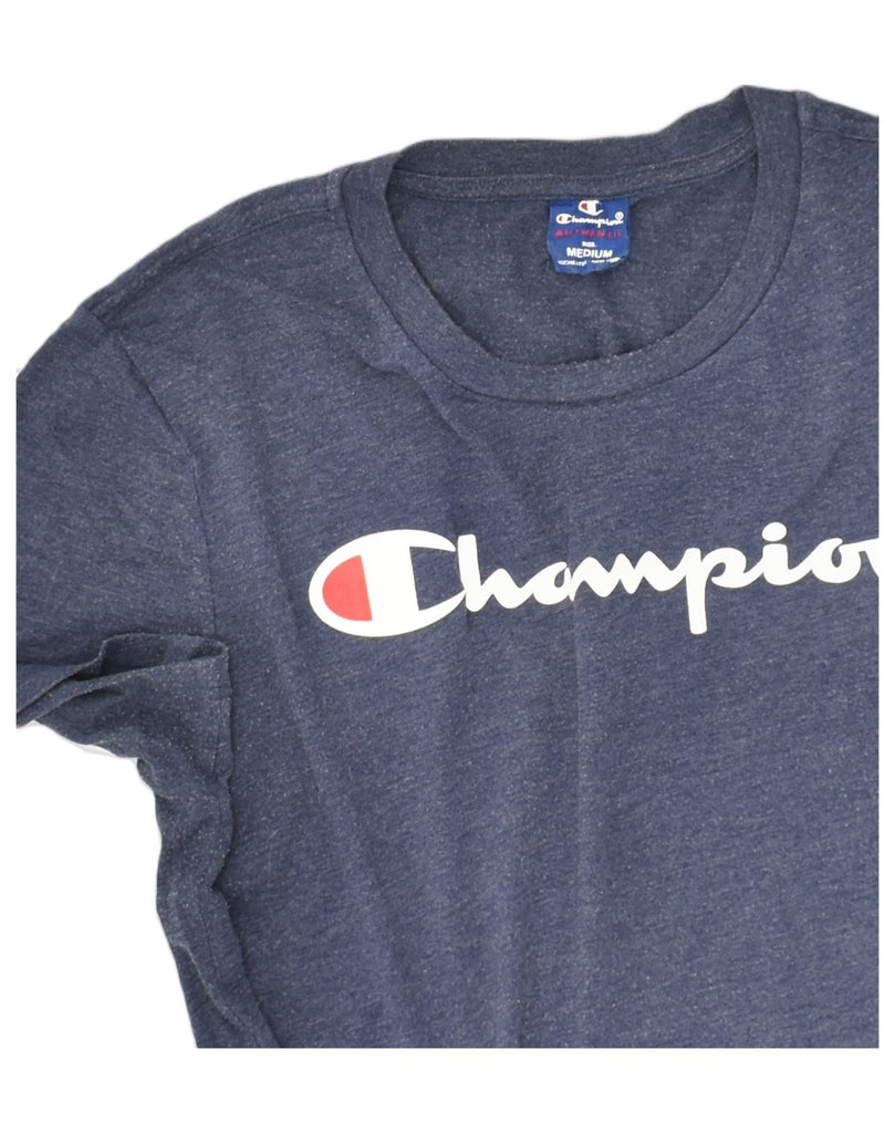 CHAMPION Mens Graphic T-Shirt Top Medium Blue Cotton | Vintage Champion | Thrift | Second-Hand Champion | Used Clothing | Messina Hembry 