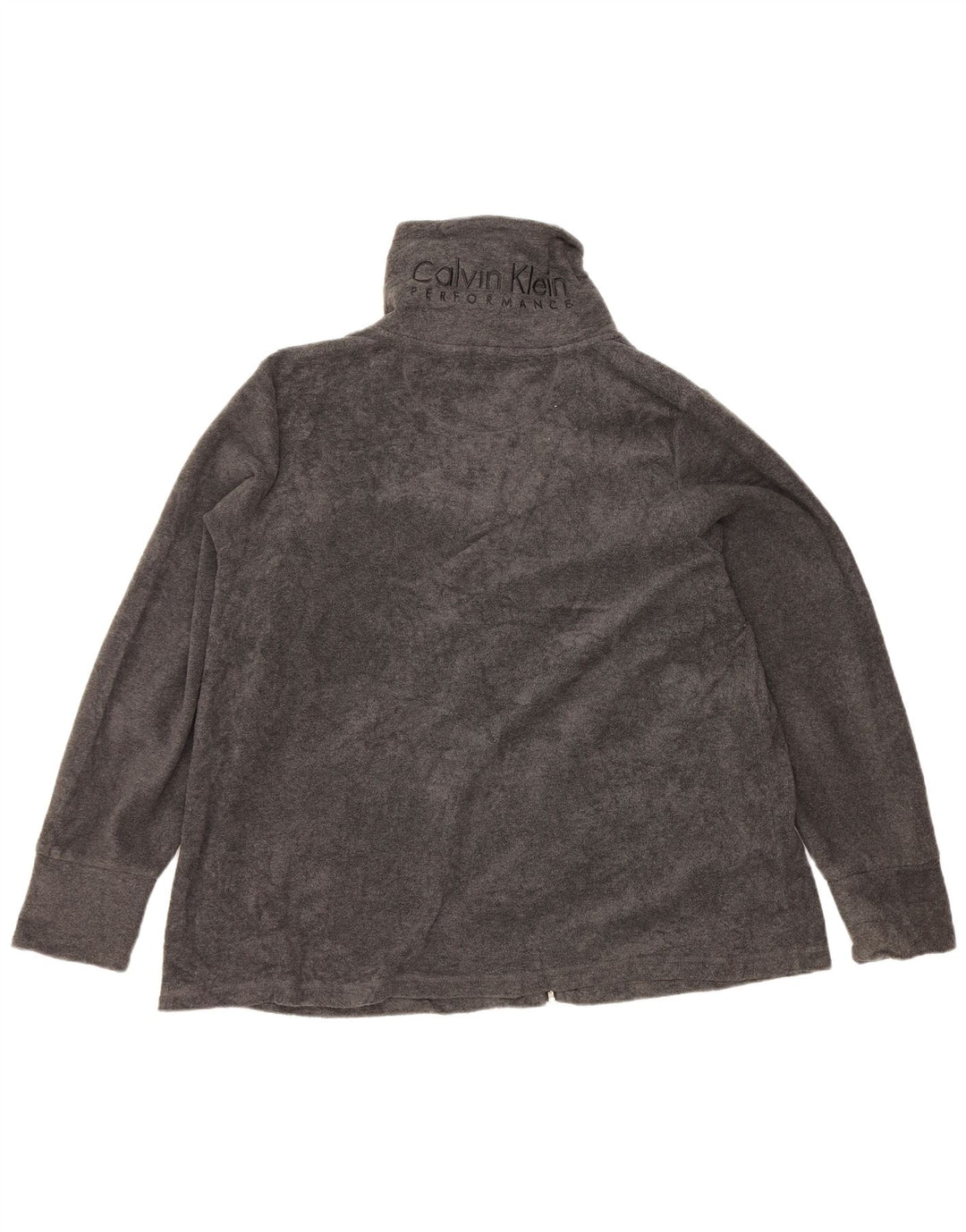 Calvin Klein Womens Graphic Fleece Jacket UK 20 2XL Grey Polyester