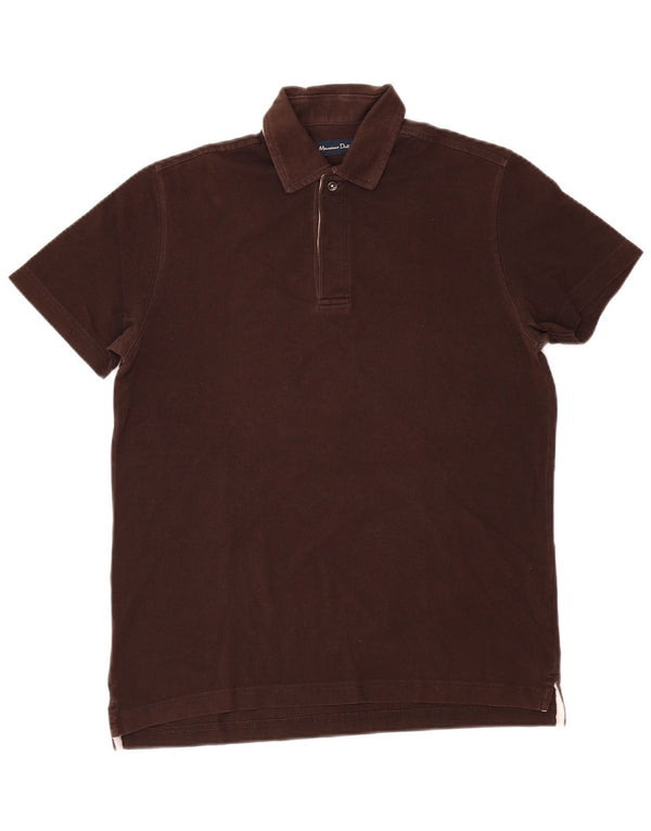 MASSIMO DUTTI Mens Polo Shirt Medium Brown Cotton