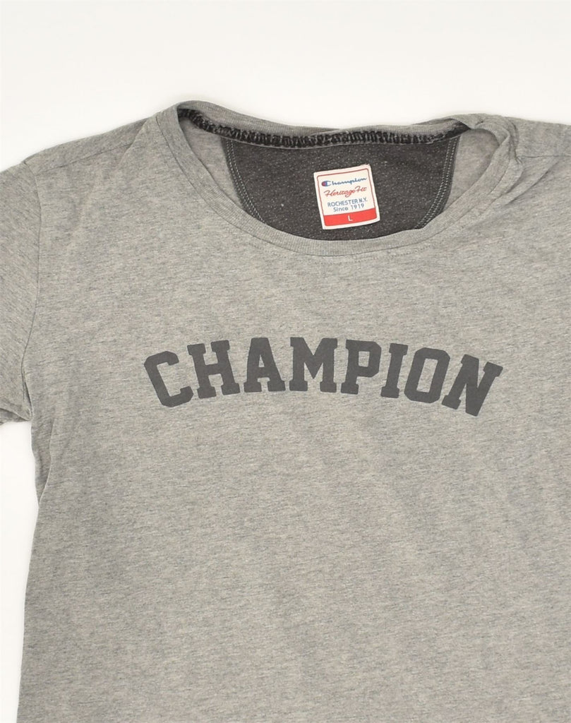 CHAMPION Girls Graphic T-Shirt Top 13-14 Years Large Grey Cotton | Vintage Champion | Thrift | Second-Hand Champion | Used Clothing | Messina Hembry 