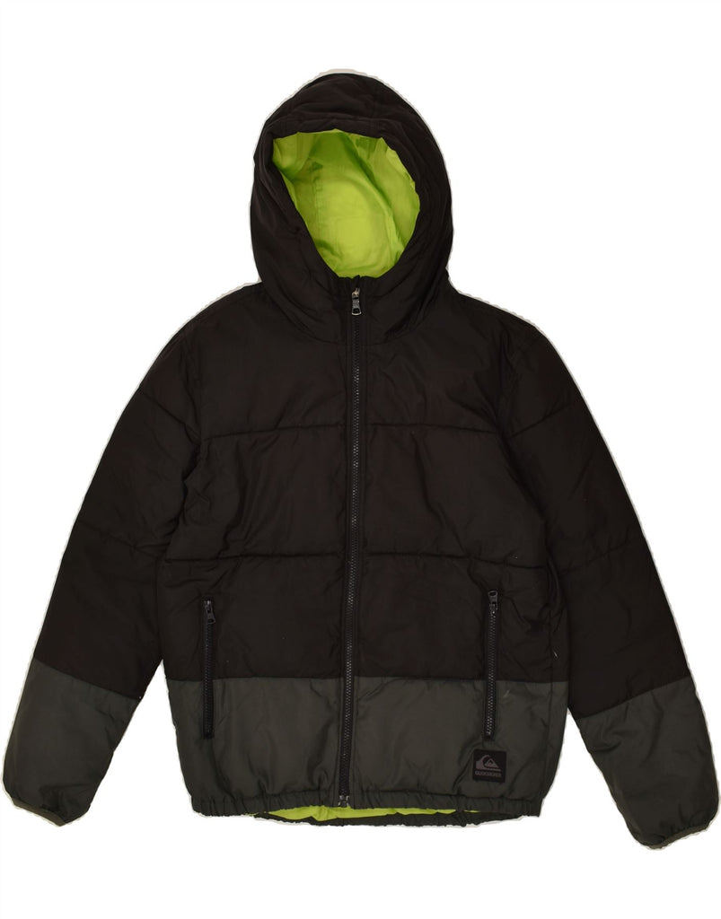 QUIKSILVER Boys Hooded Padded Jacket 14-15 Years Black Polyester | Vintage Quiksilver | Thrift | Second-Hand Quiksilver | Used Clothing | Messina Hembry 