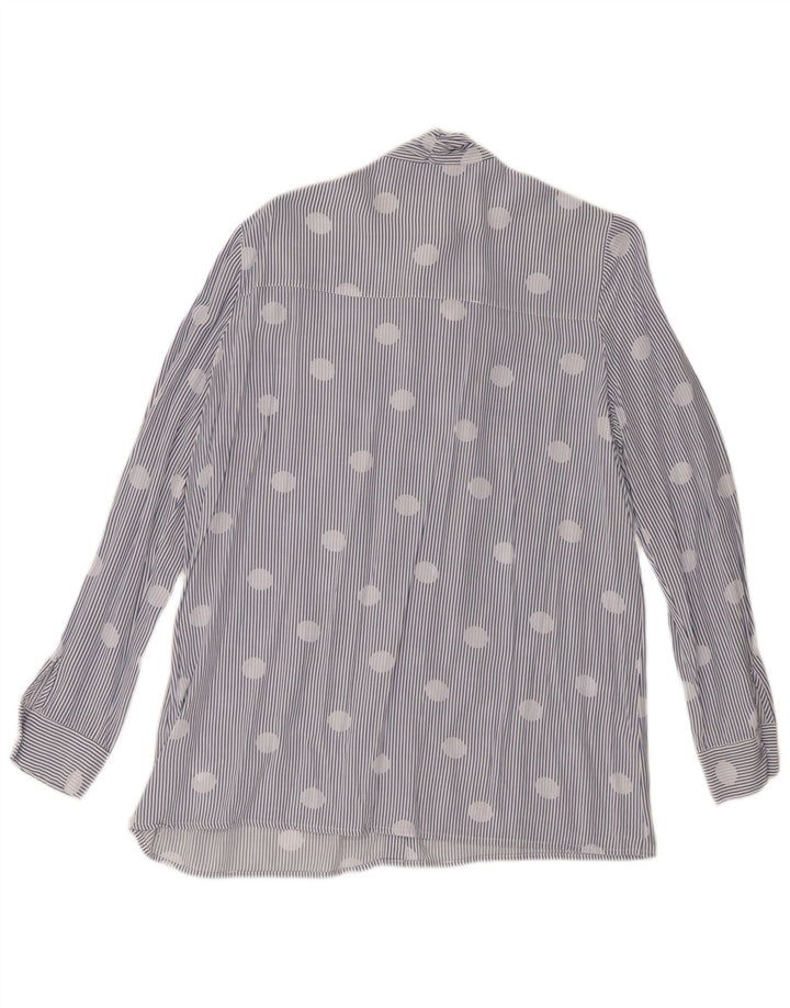 Tommy Hilfiger Womens Front Tie Shirt Blouse US 12 Large Blue Polka Dot