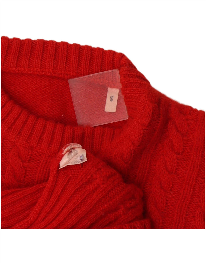 Vintage Womens Oversized Crew Neck Jumper Sweater UK 10 Small Red Wool