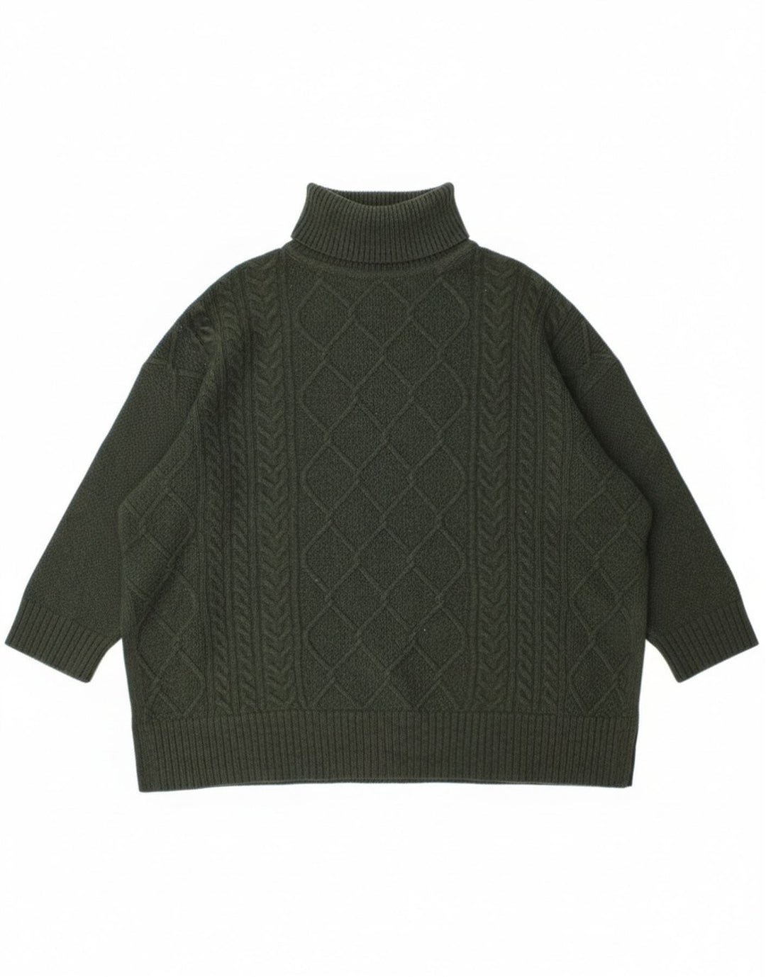 Barbour Womens Burne Cape Roll Neck Jumper Sweater UK 14 Medium Green Wool