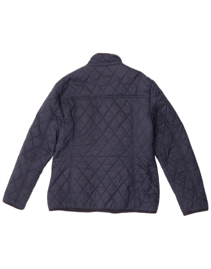 Marks & Spencer Womens Quilted Jacket UK 12 Medium Navy Blue Polyamide