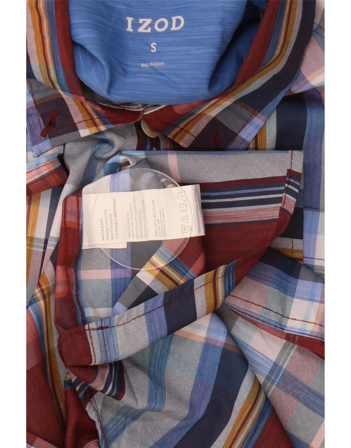Izod Mens Short Sleeve Shirt Small Multicoloured Check Polyester