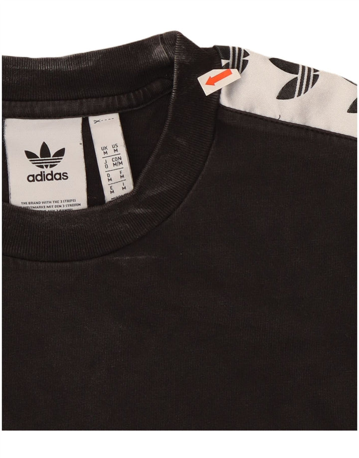 Adidas Mens Graphic T-Shirt Top Medium Black Colourblock Cotton