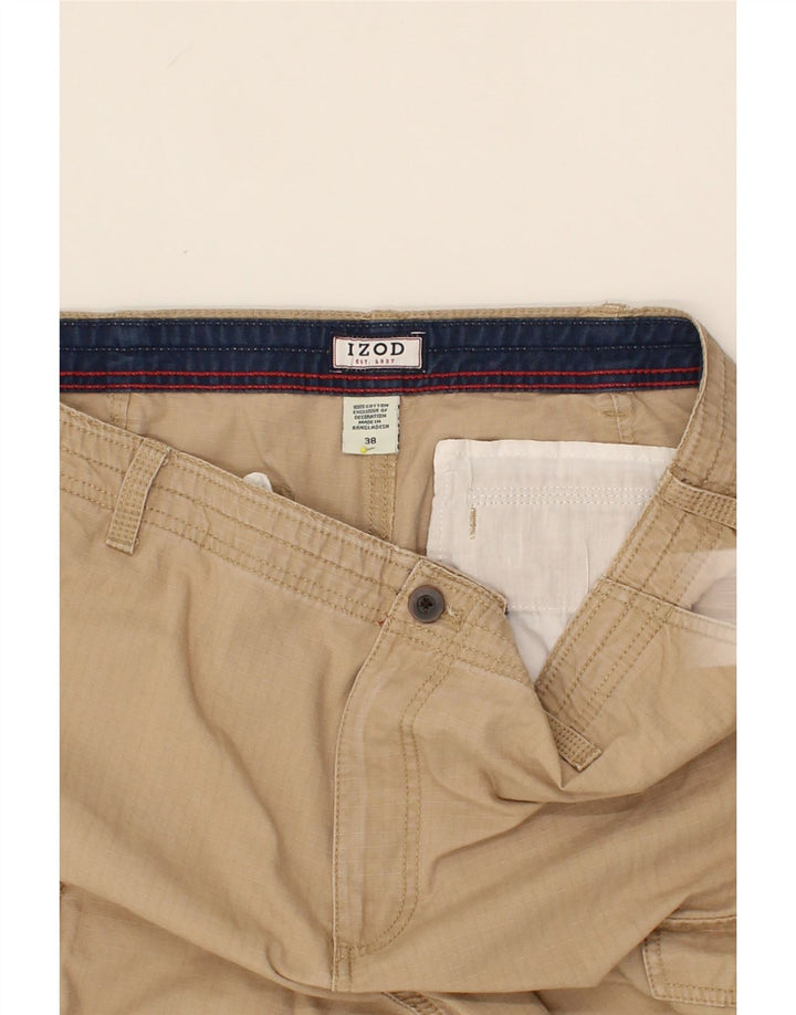 IZOD Mens Cargo Shorts W38 XL Beige Check Cotton Vintage Izod and Second-Hand Izod from Messina Hembry 