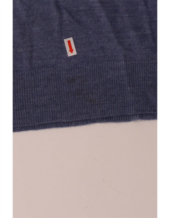 MARKS & SPENCER Mens Blue Harbour V-Neck Jumper Sweater XL Blue Classic