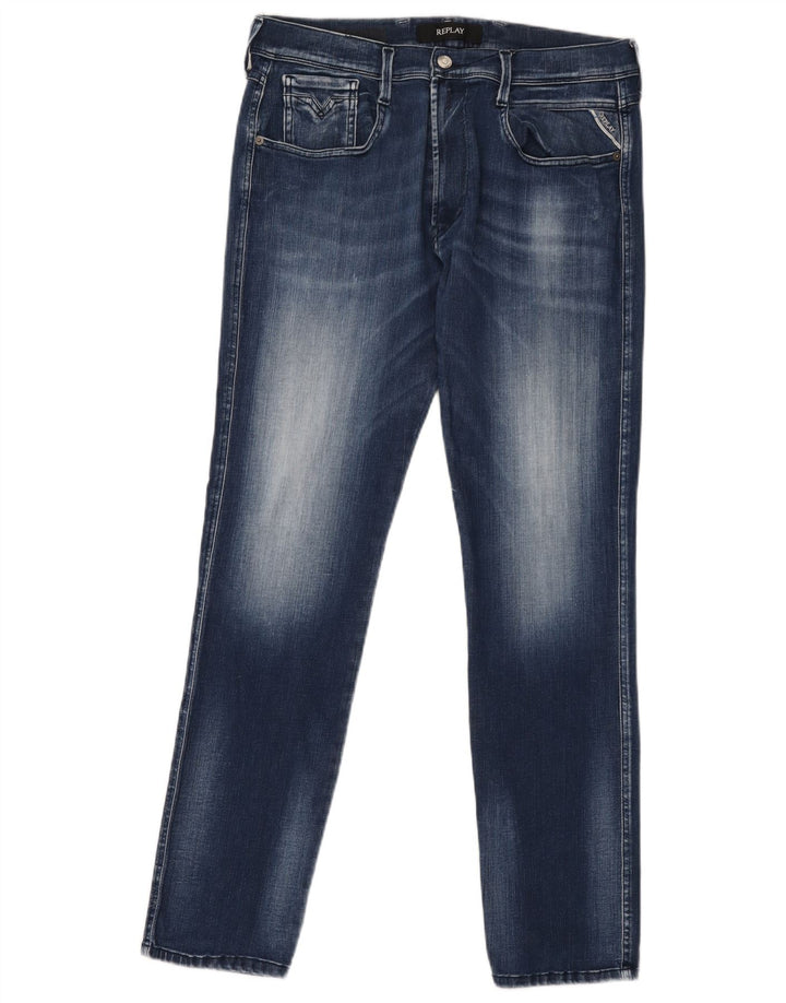 REPLAY Womens Slim Jeans W34 L31 Navy Blue