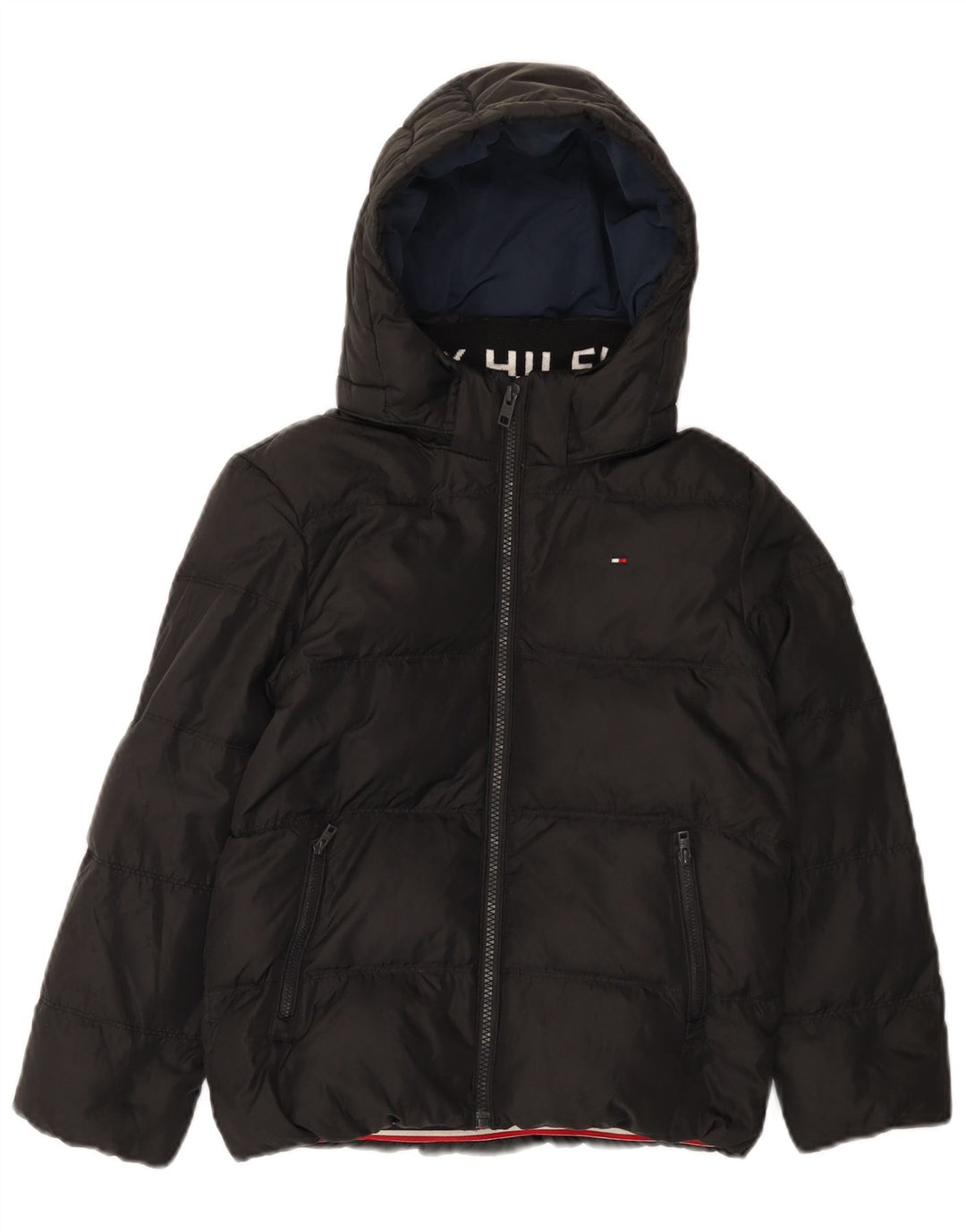 Tommy Hilfiger Boys Hooded Padded Jacket 7-8 Years Black Polyester