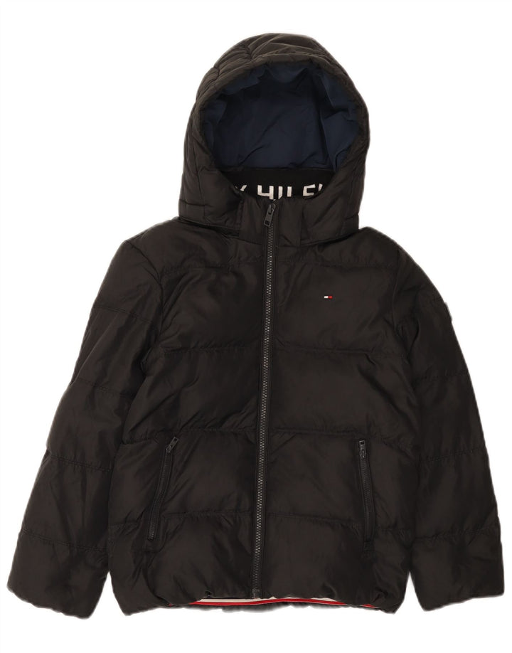 Tommy Hilfiger Boys Hooded Padded Jacket 7-8 Years Black Polyester