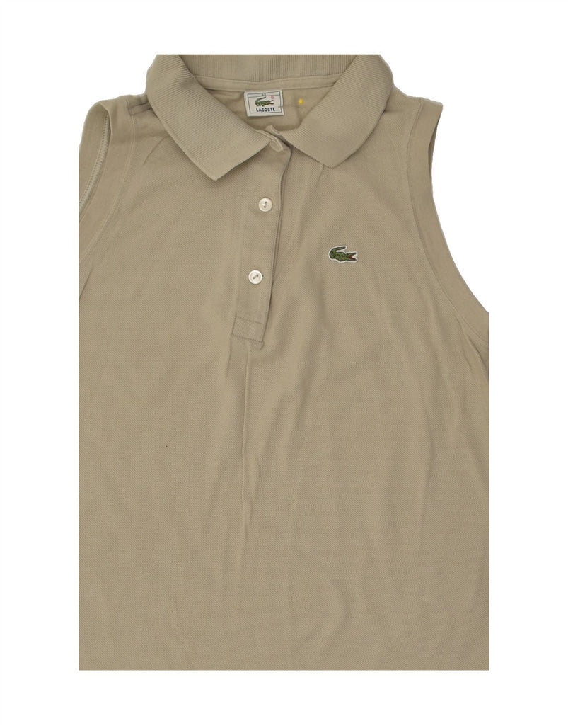 LACOSTE Womens Sleeveless Polo Shirt Size 42 Large Beige | Vintage Lacoste | Thrift | Second-Hand Lacoste | Used Clothing | Messina Hembry 