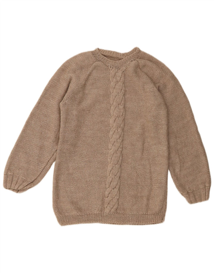 Vintage Womens Boat Neck Jumper Sweater UK 12 Medium Beige