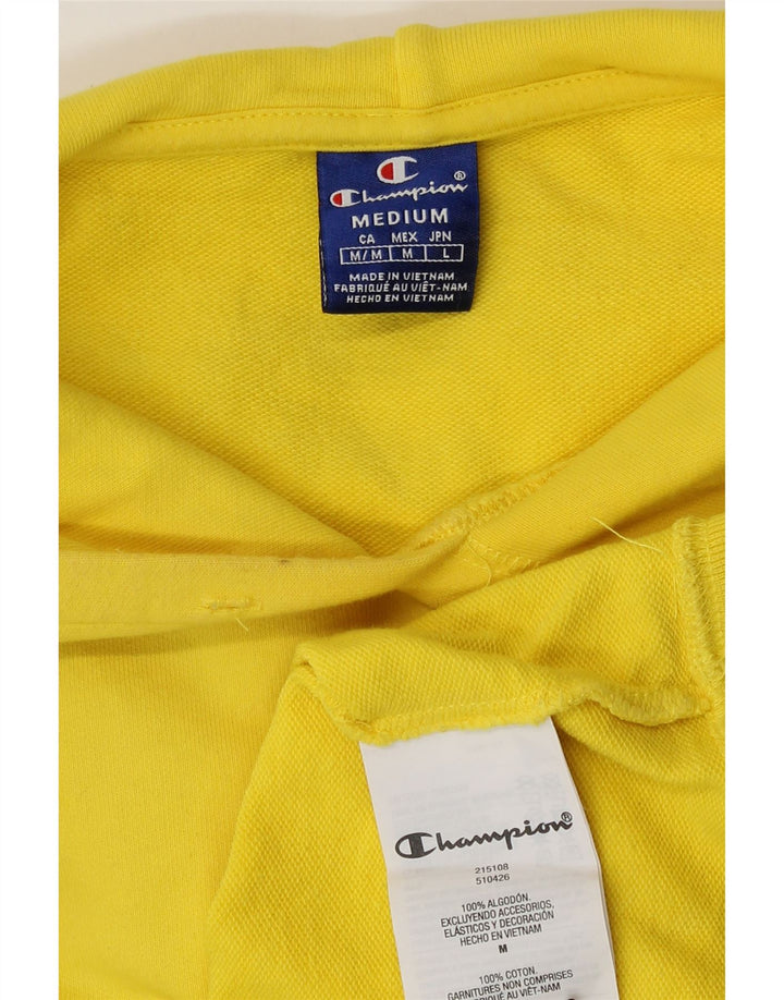 Champion Mens Hoodie Jumper Medium Yellow Cotton