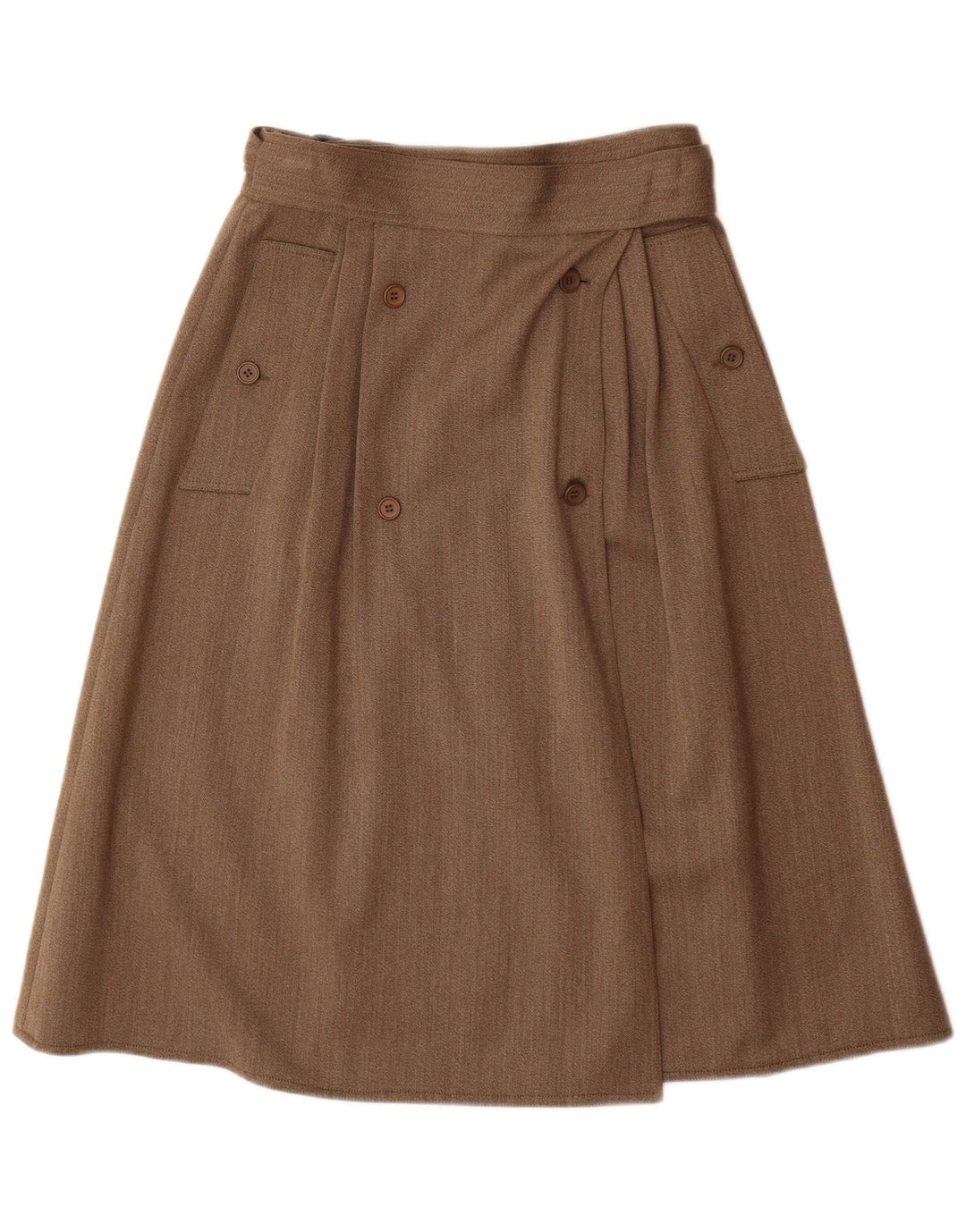 Cadette Womens High Waist A-Line Skirt IT 44 Medium W26 Beige Wool