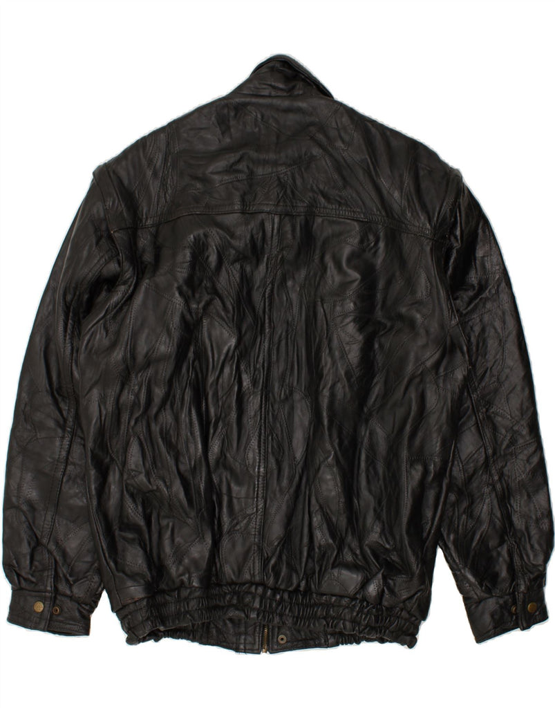 VINTAGE Mens Leather Jacket UK 40 Large Black Patchwork Leather | Vintage Vintage | Thrift | Second-Hand Vintage | Used Clothing | Messina Hembry 