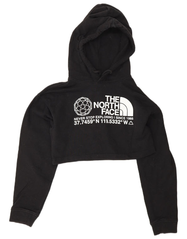 THE NORTH FACE Womens Oversized Crop Graphic Hoodie Jumper UK 6 XS Black