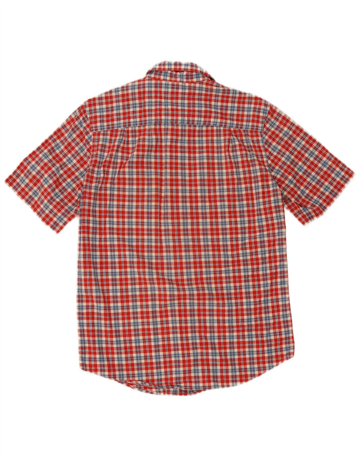 L.L.Bean Mens Short Sleeve Shirt Small Red Check Cotton