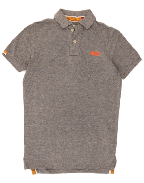 Superdry Mens Polo Shirt Small Grey Cotton